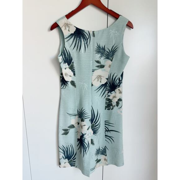 Vintage 90s Womens Hawaiian Tropical Print Sheath Dress Size Small/4 Silk Blue - Picture 5 of 5